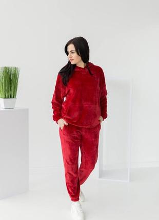 Неймовірний червоний велюровий костюм/высококачественный спортивный костюм7 фото