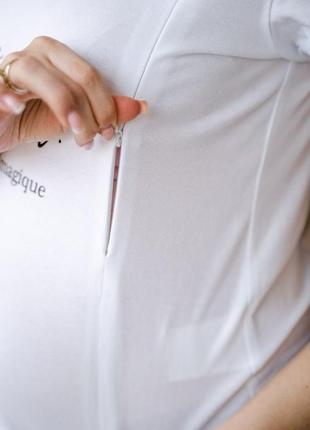 Футболка для вагітних з секретом для годування біла (футболка для беременных и кормящих)6 фото