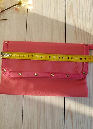 Косметичка тканевая ysl parfums с отделкой из кожзама с заклёпками