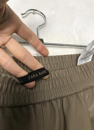 Zara кожзам бермуды кюллоты с необработанным низом6 фото