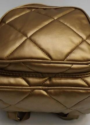 Женский городской стёганый рюкзак (золотой) 21-04-0013 фото