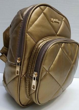 Женский городской стёганый рюкзак (золотой) 21-04-0012 фото