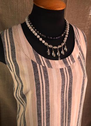 Платье туника в полоску большого размера/лен, вискоза