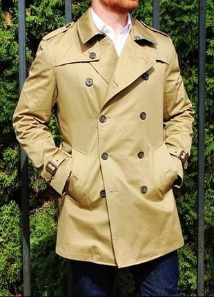 Бежевый хаки мужской тренч пиджак дакет плащ пальто куртка1 фото