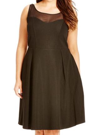 Нарядное платье черное а-силуэт с прозрачной кокеткой 14 usa на 48-50 рр