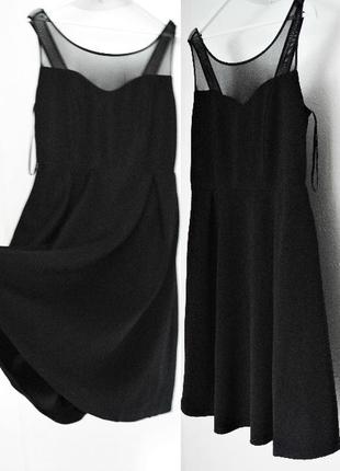 Нарядное платье черное а-силуэт с прозрачной кокеткой 14 usa на 48-50 рр3 фото