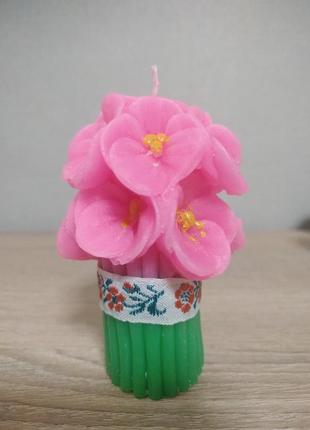 Свічка фіалка - ручна робота, натуральний аромат ванілі1 фото