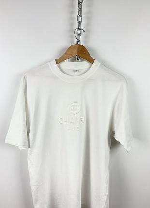 Белая винтажная футболка chanel embroidered logo 90s bootleg3 фото