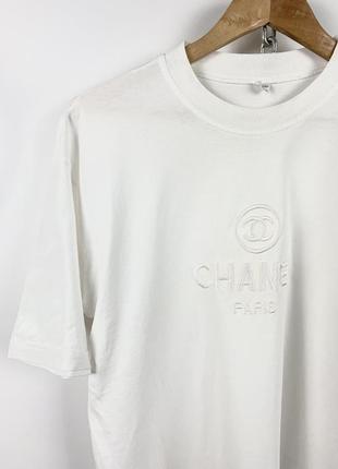 Белая винтажная футболка chanel embroidered logo 90s bootleg7 фото