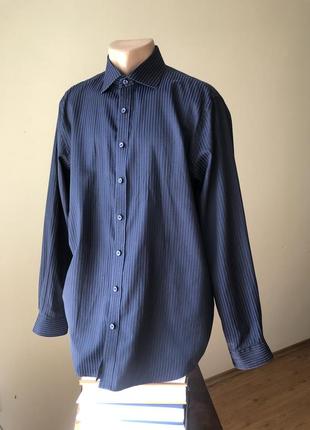 Dressmann рубашка синяя классическая сорочка базовая повседневная мужская