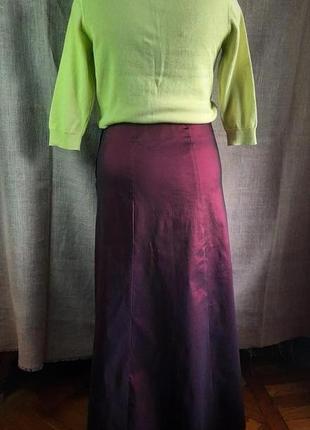 Шикарная вечерняя длинная юбка a-силуэта из тафта хамелеон фиолетовый5 фото