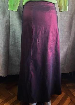 Шикарная вечерняя длинная юбка a-силуэта из тафта хамелеон фиолетовый6 фото