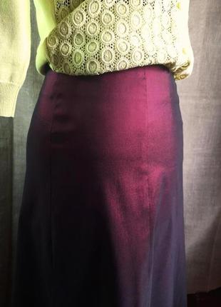 Шикарная вечерняя длинная юбка a-силуэта из тафта хамелеон фиолетовый9 фото