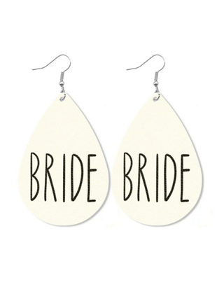 Серьги капли с надписью bride невеста