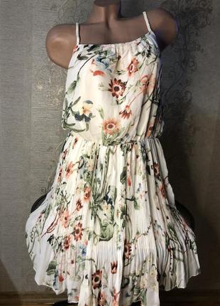 Летний сарафан , плиссированная юбка, лёгкий в цветах !3 фото