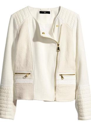 Косуха,куртка,букле ткань,кожаные,стеганые детали,жакет,пиджак h&m2 фото