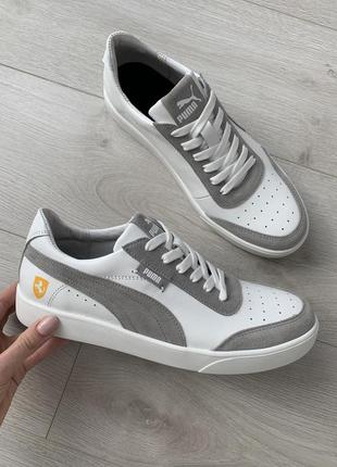 Мужские кожаные кеды кроссовки puma smash white/gray10 фото