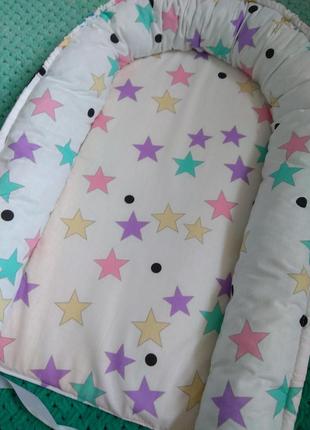 Кокон-гнездышко для девочек, малышей, новорожденных(минни, звёздочки)3 фото