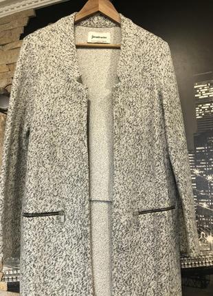 Пиджак пальто кардиган серый тёплый4 фото