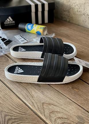 Adidas мужские летние тапочки адидас черно белые (40-45)