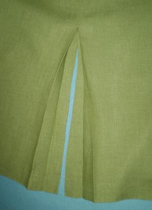 Льняная прямая юбка kaliko u912 46 лен салатовая, длинная2 фото