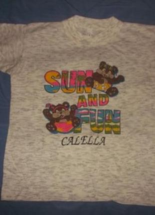 Футболка  с накаткой яркой на девочку 7-8 лет р. 128 -  хлопок вискоза