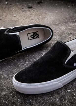 Слипоны кеды vans slip-on suede black1 фото