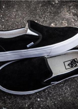 Слипоны кеды vans slip-on suede black2 фото