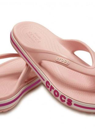 Кроксы crocs bayaband flip вьетнамки розово пудровые 36-40