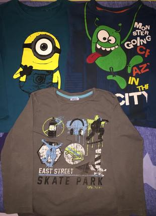 Реглан, футболка брендовая f&f цена за 3 шт+ 1 в подарок 4-6,5 лет