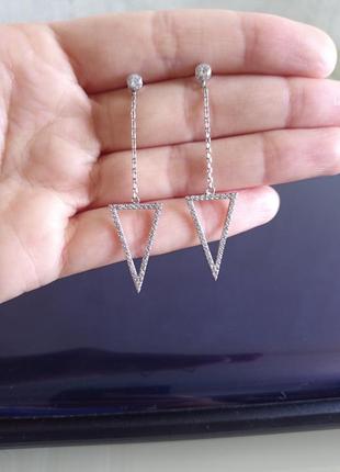 Сережки сережки срібні 925 з камінням мінімалізм графічні