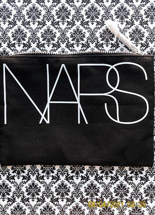 Мягкая черная косметичка nars black textile cosmetic bag на молнии 18х13 см