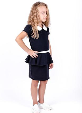 Платье для девочек школьное, темно-синее2 фото