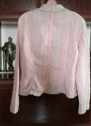 Пиджак жакет льняной розовый в полоску per una2 фото