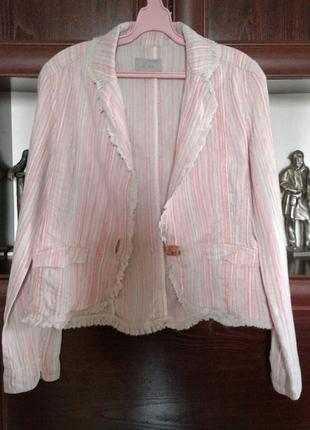 Пиджак жакет льняной розовый в полоску per una3 фото
