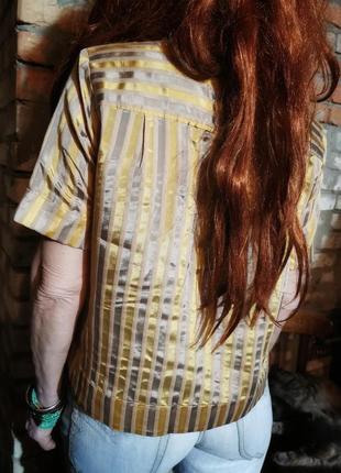 Рубашка в атласные полоски карманами блуза воротник стойка атлас коттон вискоза autograph6 фото
