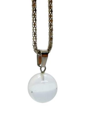 🐇🌸 миниатюрный кулон "шар" на цепочке натуральный камень прозрачный хрусталь2 фото