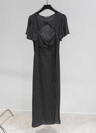 Платье миди в горошек с вырезом zara3 фото