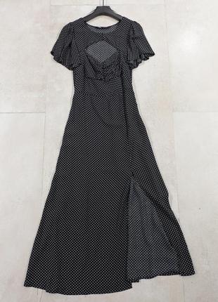 Платье миди в горошек с вырезом zara6 фото