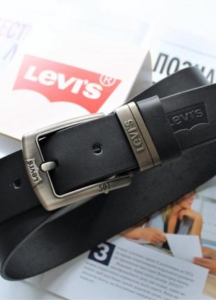 Шкіряний чоловічий ремінь levis 501 black