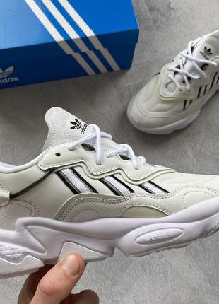 Женские стильные весенние кроссовки adidas ozweego white