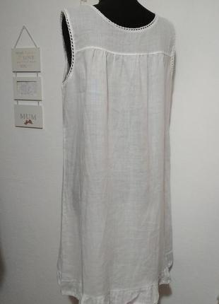 Білосніжна базове лляне плаття з розкішним мереживом 100% льон льон супер якість!6 фото