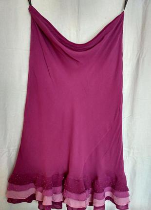 Нарядная юбка в лиловых тонах,украшена бисером, размер 46-48
