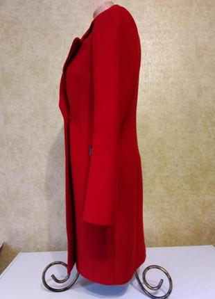 Базовое кашемировое пальто классическое 34 размер, красивое красное пальто, пальто миди длина, двубортное красивое пальто4 фото