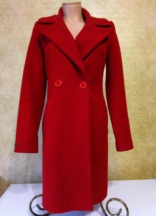 Базовое кашемировое пальто классическое 34 размер, красивое красное пальто, пальто миди длина, двубортное красивое пальто2 фото