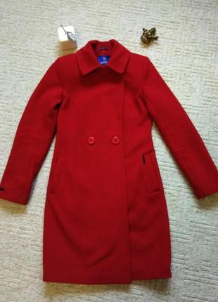 Базовое кашемировое пальто классическое 34 размер, красивое красное пальто, пальто миди длина, двубортное красивое пальто3 фото