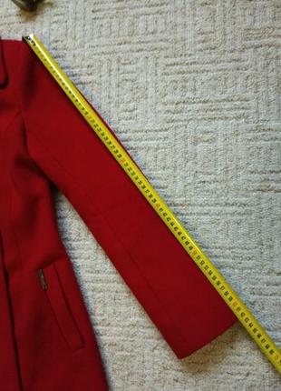 Базовое кашемировое пальто классическое 34 размер, красивое красное пальто, пальто миди длина, двубортное красивое пальто10 фото