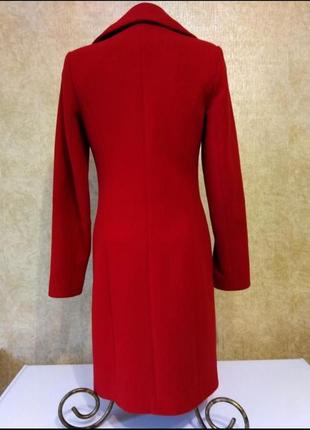 Базовое кашемировое пальто классическое 34 размер, красивое красное пальто, пальто миди длина, двубортное красивое пальто5 фото
