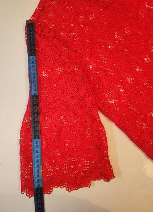 Мереживна блузка, ошатна червона мереживна кофта, zara6 фото