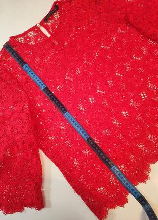 Мереживна блузка, ошатна червона мереживна кофта, zara5 фото